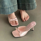 Designer Style Women’s Slippers – Fashion Butterfly-knot Open Toe Slides, Ladies High Heel