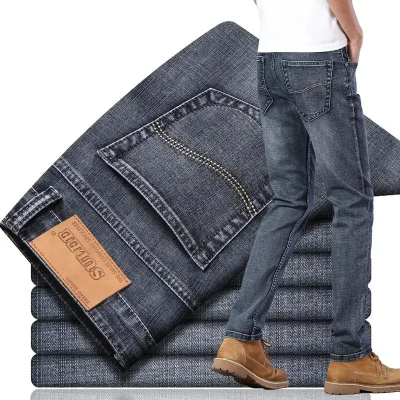 Men’s Slim Elastic Fashion Jeans | Stretch Business Denim Vaqueros Hombre