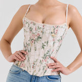 The "Summer Bloom" Floral Corset | Sexy Lace-Up Cropped Top