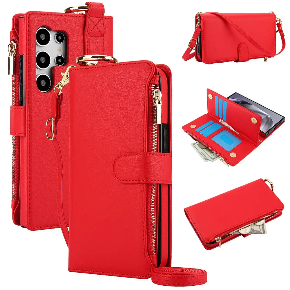 Crossbody Wallet Case with Lanyard for Samsung Galaxy S26 S25 S24 S23 Ultra