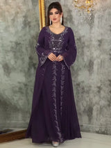 The "Desert Rose" Chiffon Gown – Signature Dubai-Turkey Kaftan Abaya – Elegant Long Sleeve Maxi Robe