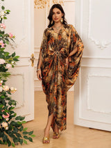 Die „Mosaic“ Gala Abaya – Bedruckte V-Ausschnitt Party Jalabiya – Boutique Ramadan Print Kaftan