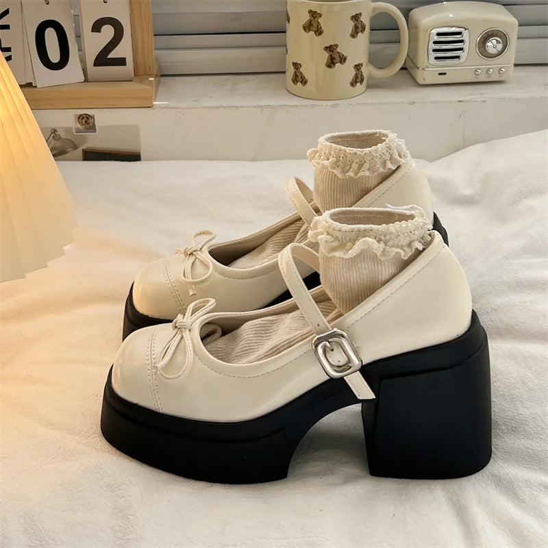 Damen Plateau Mary Jane Schuhe – Dicke High Heel Pumps