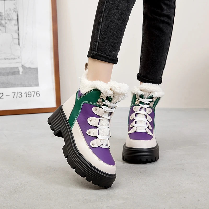Women’s Real Leather Snow Boots – Warm Winter Ankle Boots