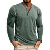 Men's Cotton Long Sleeve Henley Shirt – Casual Button Neck T-Shirt