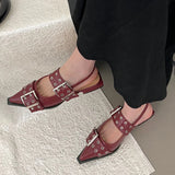 Damen Luxus-Spangenschuhe – Designer Flats mit spitzer Zehe und Schnalle