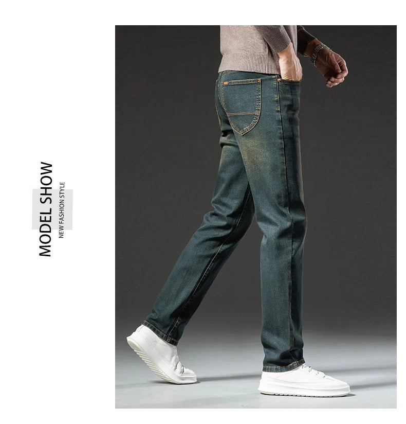 Herren Premium Vintage Jeans | Neue hochwertige elastische Business-Freizeit-Jeans