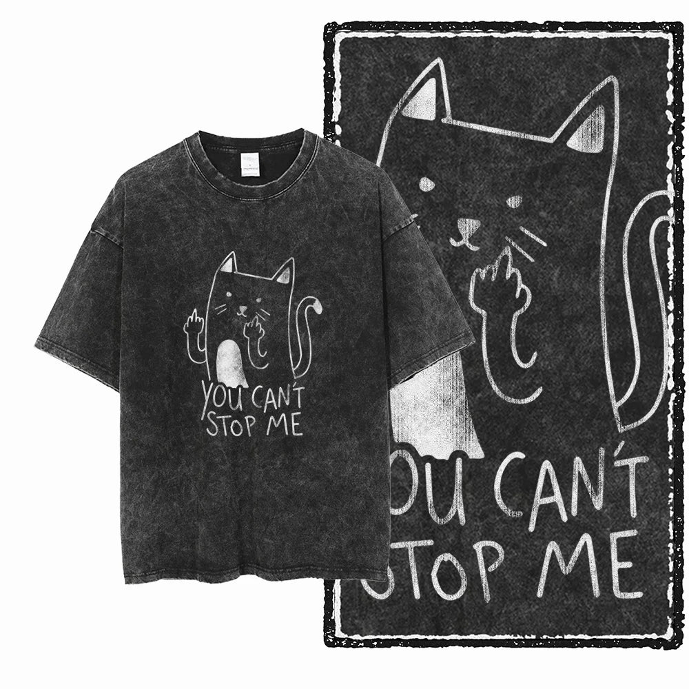 Acid Washed Cat Graphic T-Shirt | Unisex Exclusive Streetwear Tee
