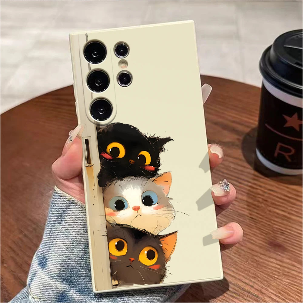 Three Little Kittens Silicone Case for Samsung Galaxy S25 S24 S23 Ultra
