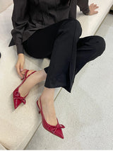 Sommer Damen Sandalen mit hohen Absätzen – Modische flache Schuhe mit Schmetterlingsknoten, Elegante Hochzeitspartyschuhe mit Absätzen