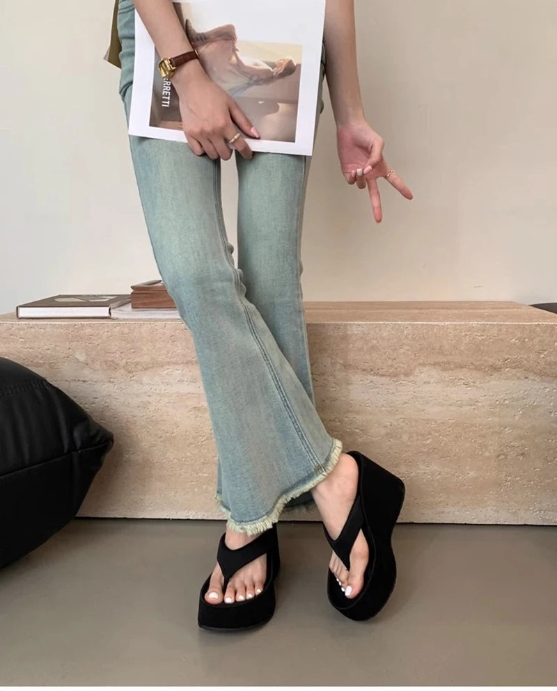 Designer Summer Chunky Slippers – Fashion Platform Wedge Sandals