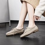 Women’s Genuine Cow Suede Loafers – Square Toe Flat Shoes