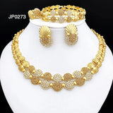Neuestes italienisches Goldschmuck-Set für Damen – Luxuriöses afrikanisches Statement-Halskette und Ohrringe