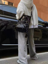 The Moto-Vault Silhouette Vintage Black Rivet Handbag