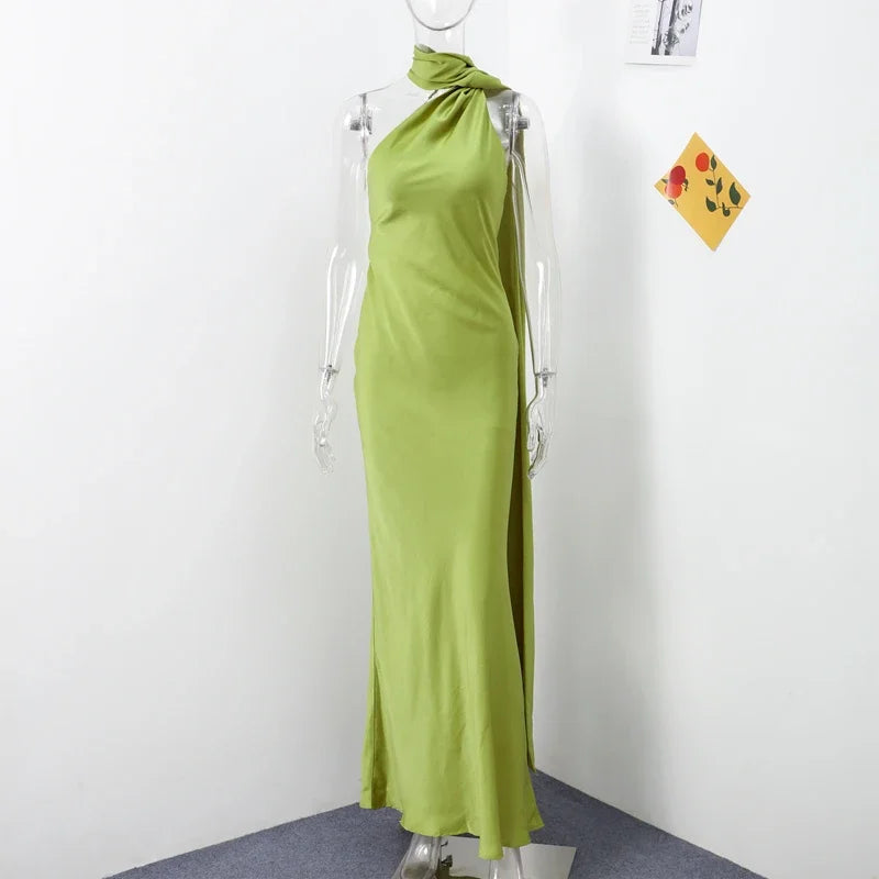 Sexy Satinband Neckholder Partykleid – Elegantes rückenfreies Abendkleid für Damen