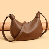 Die Lichi-Crescent Silhouette Zwei-Riemen Soft PU-Leder Umhängetasche