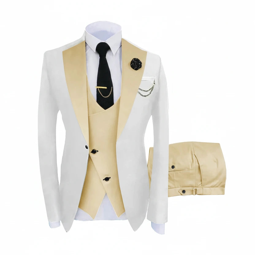 Herren 3-teiliger High-End-Anzug – Casual Business & formeller Gesellschaftsanzug