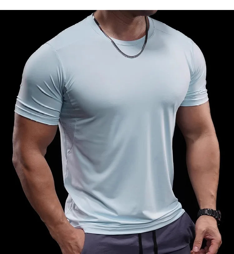 Men’s High-Elastic Running T-Shirt | Quick-Drying Gym Fitness Training Top