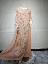 Luxury Sequin Muslim Party Dress | Moroccan Abaya and Jalabiya Evening Gown