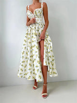 V-Neck Printed Elegant Maxi Dress for Women – Summer Sleeveless Bodycon Dress