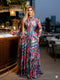 Tie Dye Print Long Sleeve Maxi Dress – Sexy O-Neck Big Swing Party Gown