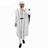 Men’s 4-Piece African Agbada Set | Grand Robe, Dashiki Shirt, Ankara Pants & Tribal Hat