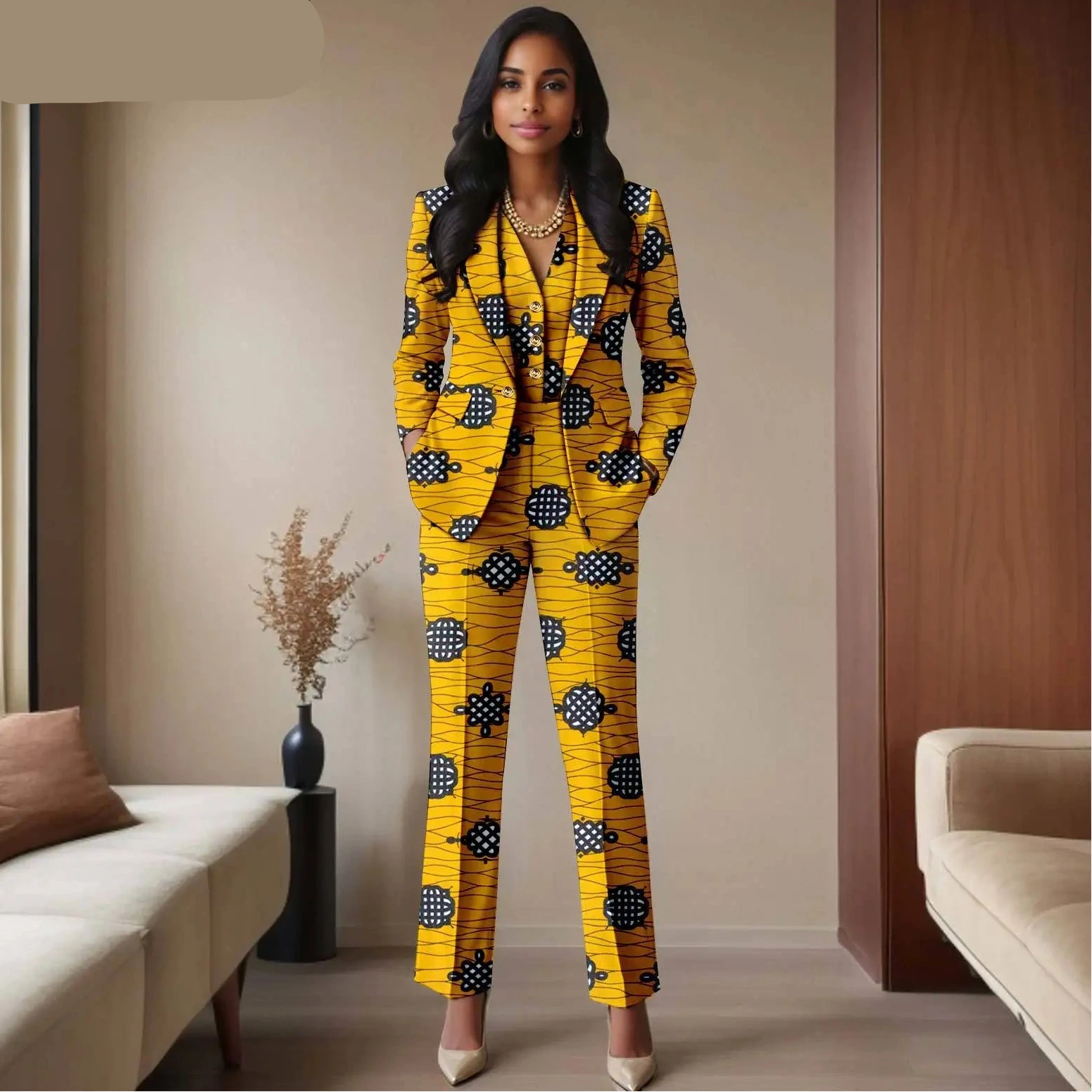 Das „Legacy“ Executive Set: Lebhafter 3-teiliger Anzug aus Ankara | Einreihiger Blazer, passende Weste & hoch geschnittene Hose