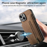 Zipper Wallet Leather Case for iPhone 17 Air 16 15 14 Pro Max | Card Slot Pocket