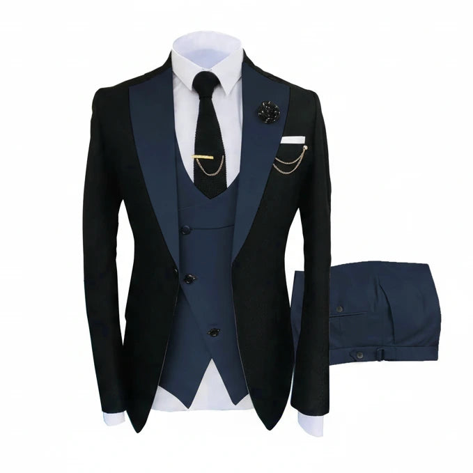 Herren 3-teiliger High-End-Anzug – Casual Business & formeller Gesellschaftsanzug