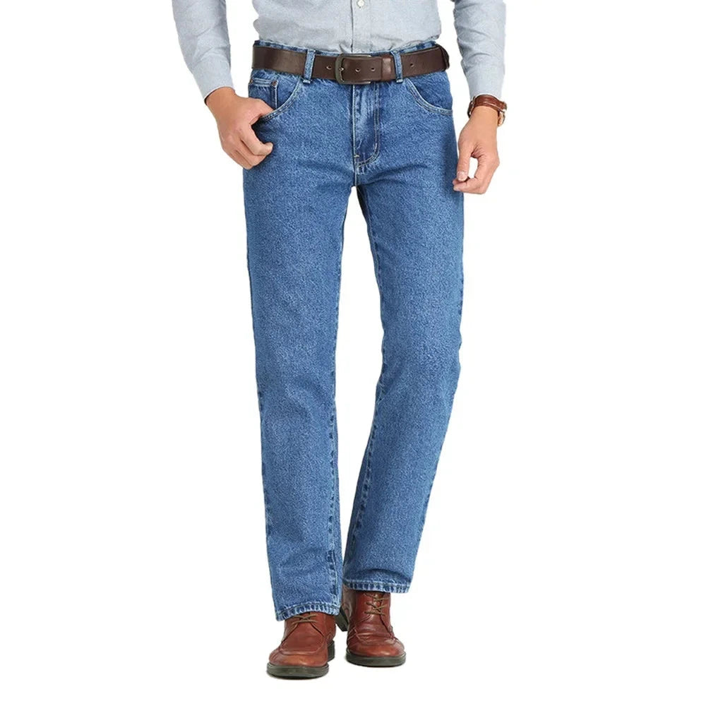 Men's Business Slim Fit Stretch Jeans | Classic Straight Leg Cotton Denim Pants