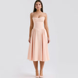 Women's Elegant Spaghetti Strap Midi Dress