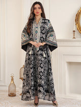 Women’s Embroidered Abaya for Party | Elegant Muslim Jalabiya Morocco Kaftan