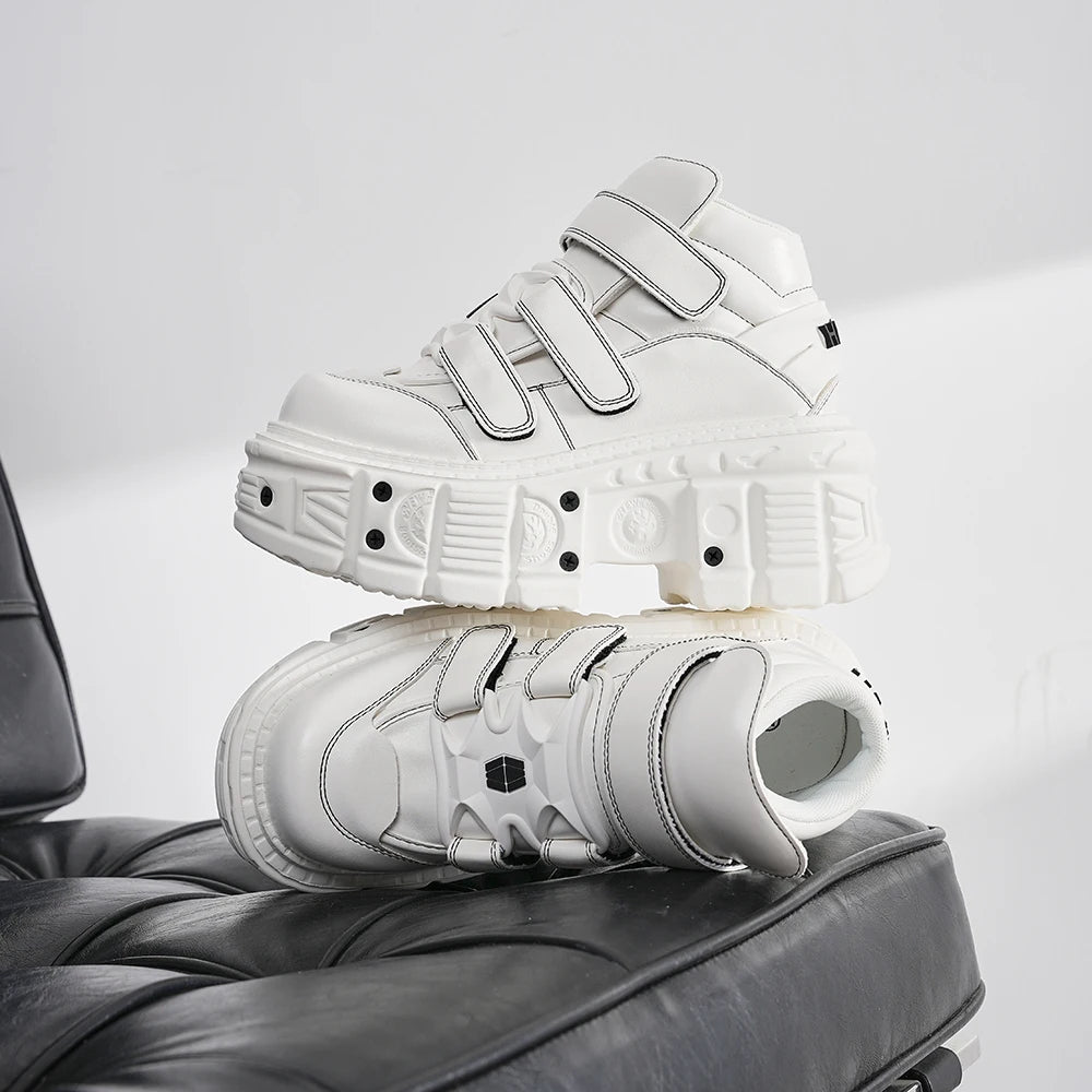 Women’s Punk New Rock Gothic White Platform Ankle Boots