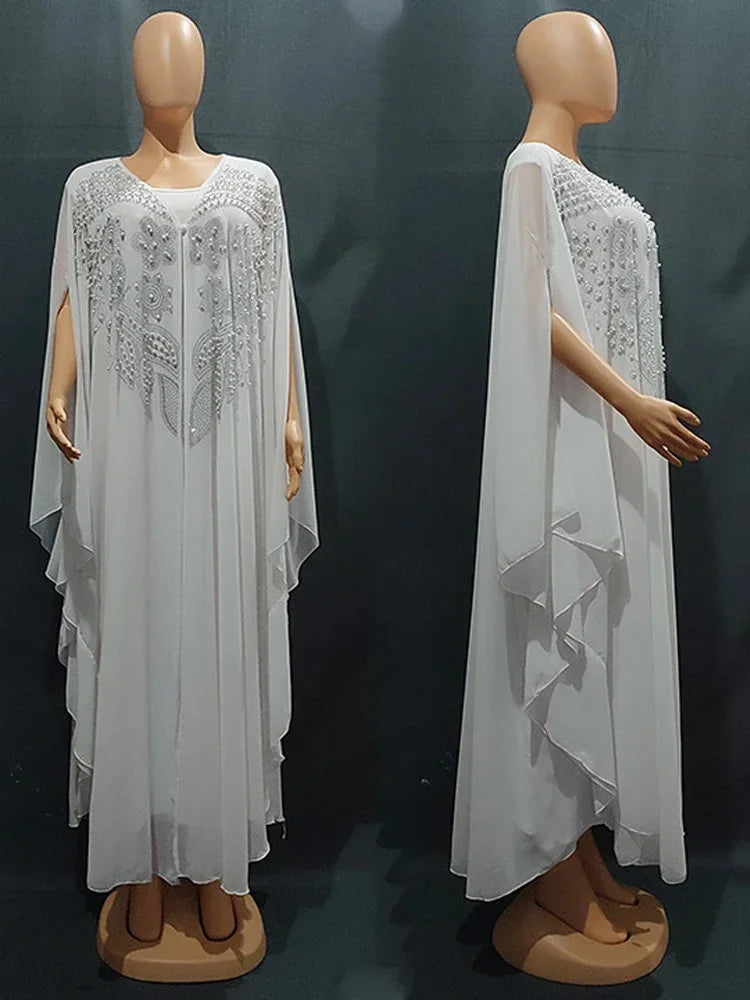 Damen Dubai Luxus Chiffon Boubou – Muslimisches Modekleid – Kaftan Marokkanisches Hochzeits-Partykleid