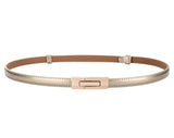Der „Perfect Fit“ Skinny Gürtel: Verstellbarer Ledergürtel für Damen – Elegante goldene Schnalle