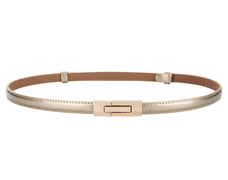 Der „Perfect Fit“ Skinny Gürtel: Verstellbarer Ledergürtel für Damen – Elegante goldene Schnalle