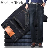 Classic Men's Straight Jeans | Streetwear Soft Black & Blue Denim Pants