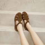 Women’s Genuine Leather Retro Pig Cage Sandals