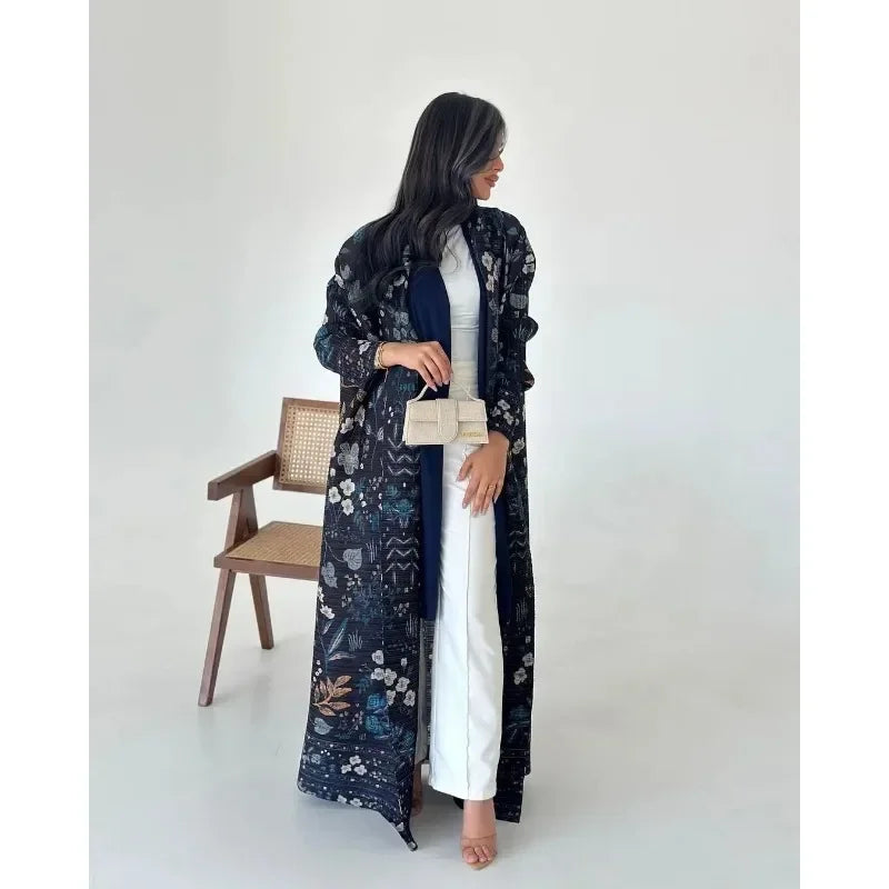 Die „Royal Archive“ Vintage Print Abaya | Offener Cardigan & Dubai Luxus Robe