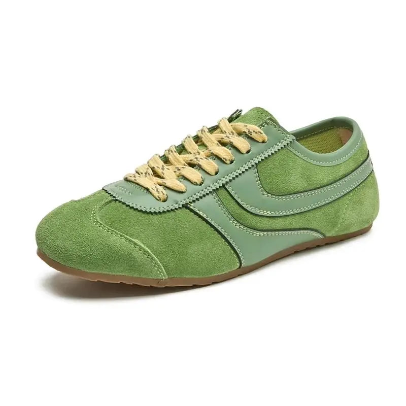 Damen Turnschuhe aus echtem Leder – Retro-Flach-Sneaker, Schnürschuhe im „Forrest Gump“-Stil