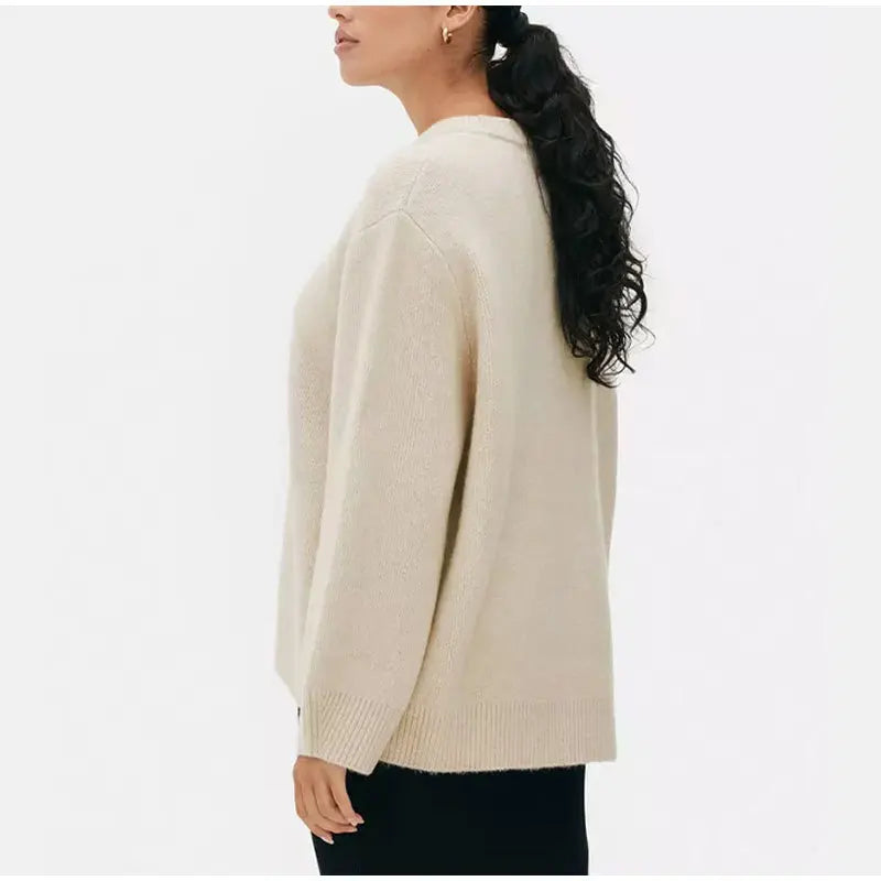 Damen Langarm Pullover Lockerer Patchwork Süßer Y2K Strickpullover