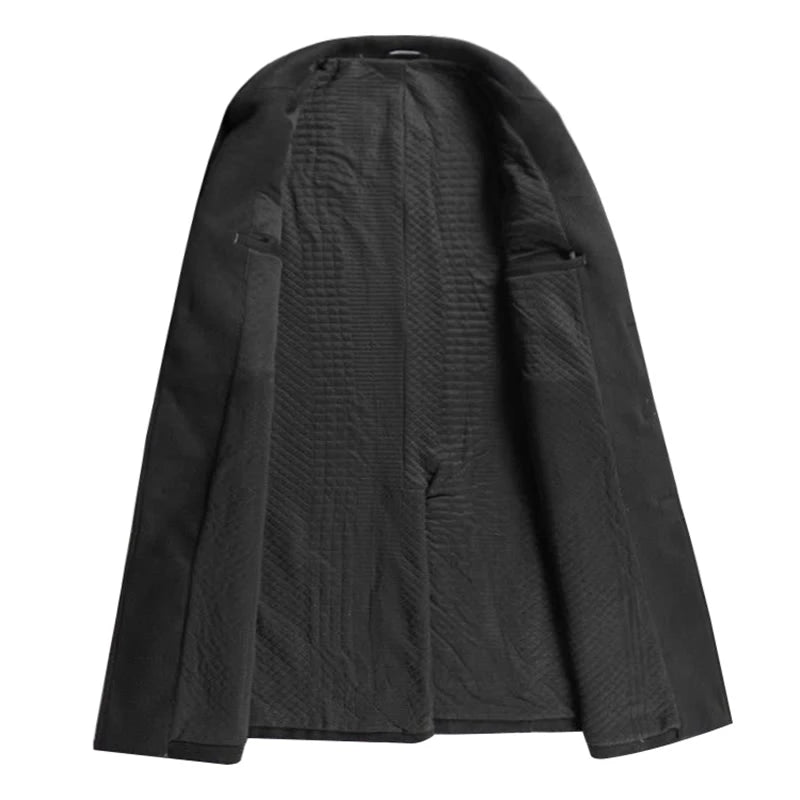 Herren Wintermantel aus hochwertiger Wolle – Knielanger Trenchcoat