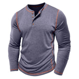 Men's Cotton Long Sleeve Henley Shirt – Casual Button Neck T-Shirt