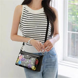 Damen-Umhängetasche mit Blumenmuster | Hochwertige Crossbody-Tasche aus Leder