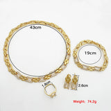 Elegant Cuban Link Necklace & Matching Earrings – Bold Bridal Wedding Jewelry Ensemble
