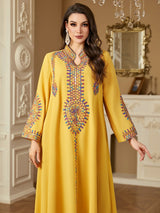Luxuriöses muslimisches Stickerei-Kleid für Frauen | Elegante Party-Abaya und marokkanischer Kaftan