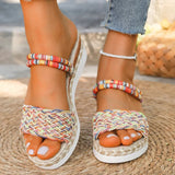 Women’s Bohemian Wedge Sandals Colorful Woven Platform Shoes