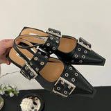 Damen Luxus-Spangenschuhe – Designer Flats mit spitzer Zehe und Schnalle