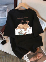 The "Always Tired" Cat Women's Tee: 100% Cotton Loose Fit Top with Minimalist Sleeping Cat Print