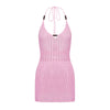 Damen Rückenfreies Neckholder-Häkelkleid – Sexy gestricktes Cutout Mini- & langes Bodycon-Kleid